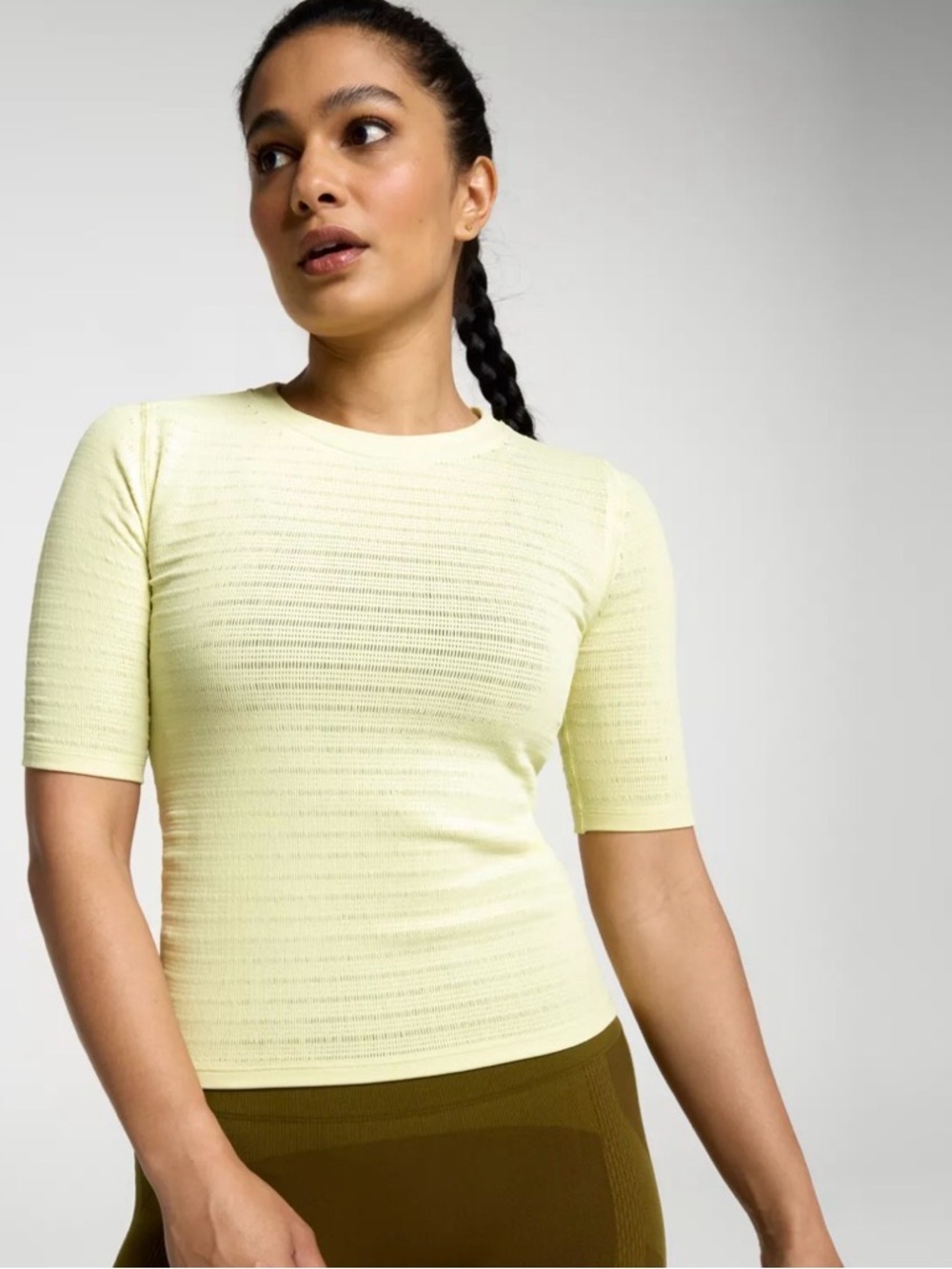 CALIA Women's Seamless Crop Elbow Tee, Fresh Hay, XL